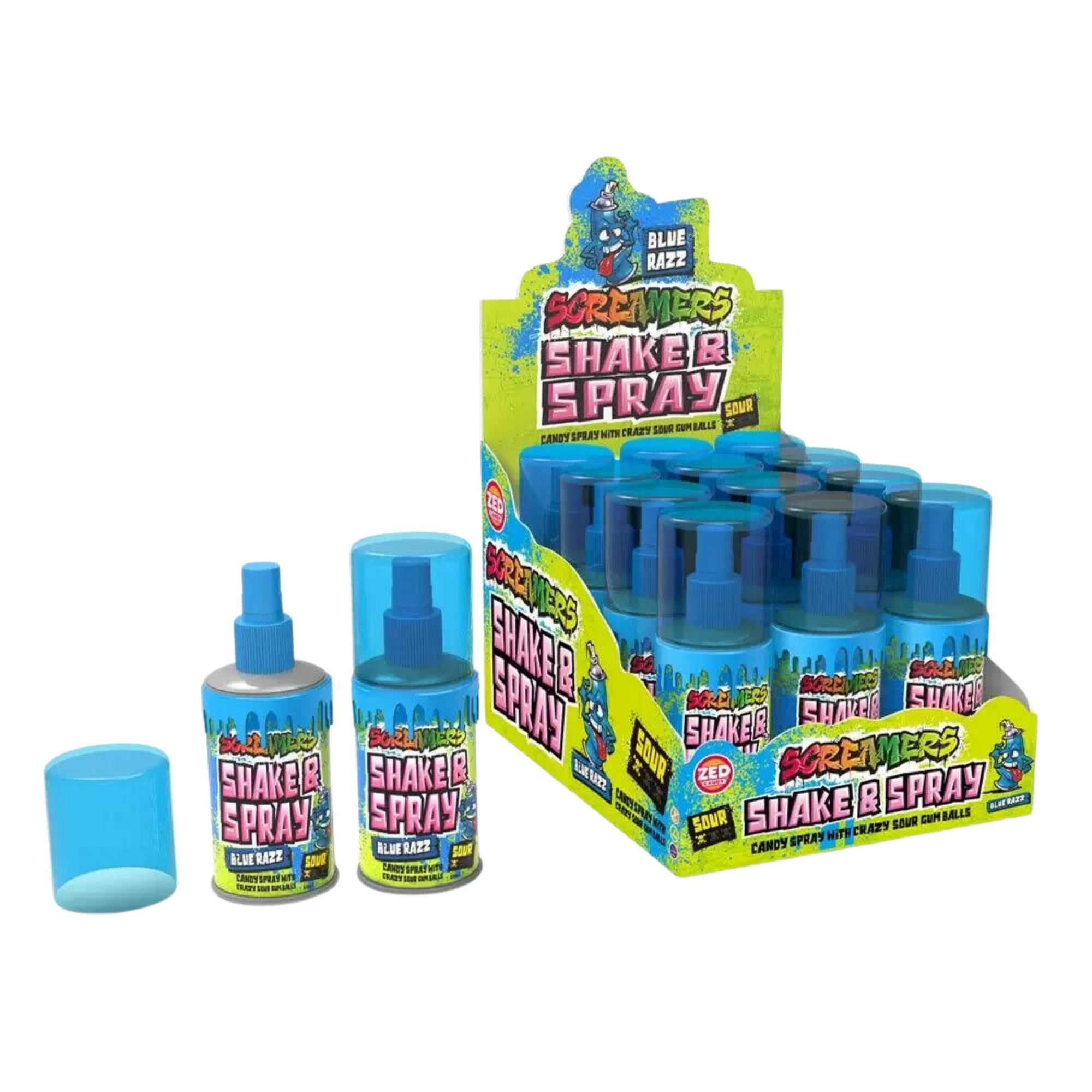 ZED Candy Screamers Blue Raspberry Shake & Spray - 12 stk - Nammi.net