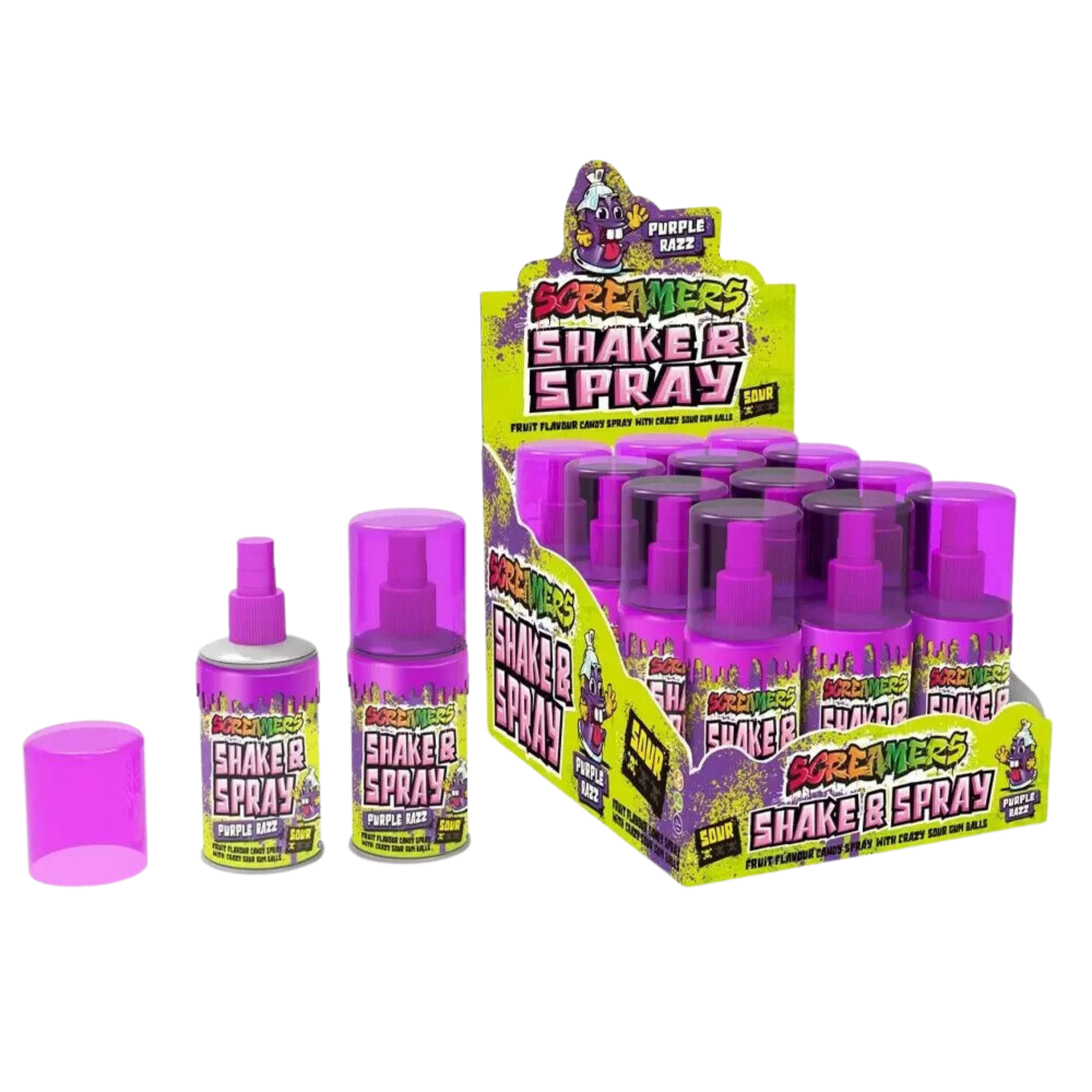 Zed Candy Screamers Purple Raspberry Shake & Spray - 12 stk - Nammi.net