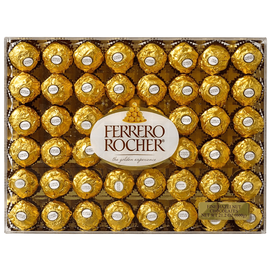 
A tempting combination of smooth chocolaty cream surrounding a whole hazelnut within a delicate, crisp wafer all enveloped in milk chocolate and finely chopped hazelnuts
A deliciously elegant confection, wrapped in glittery gold foil, loved, gifted, and appreciated all over the world
For your most special holiday moments, a generously extravagant gift of Ferrero Rocher